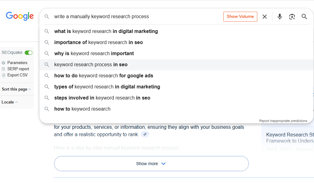 Google Search Suggestion