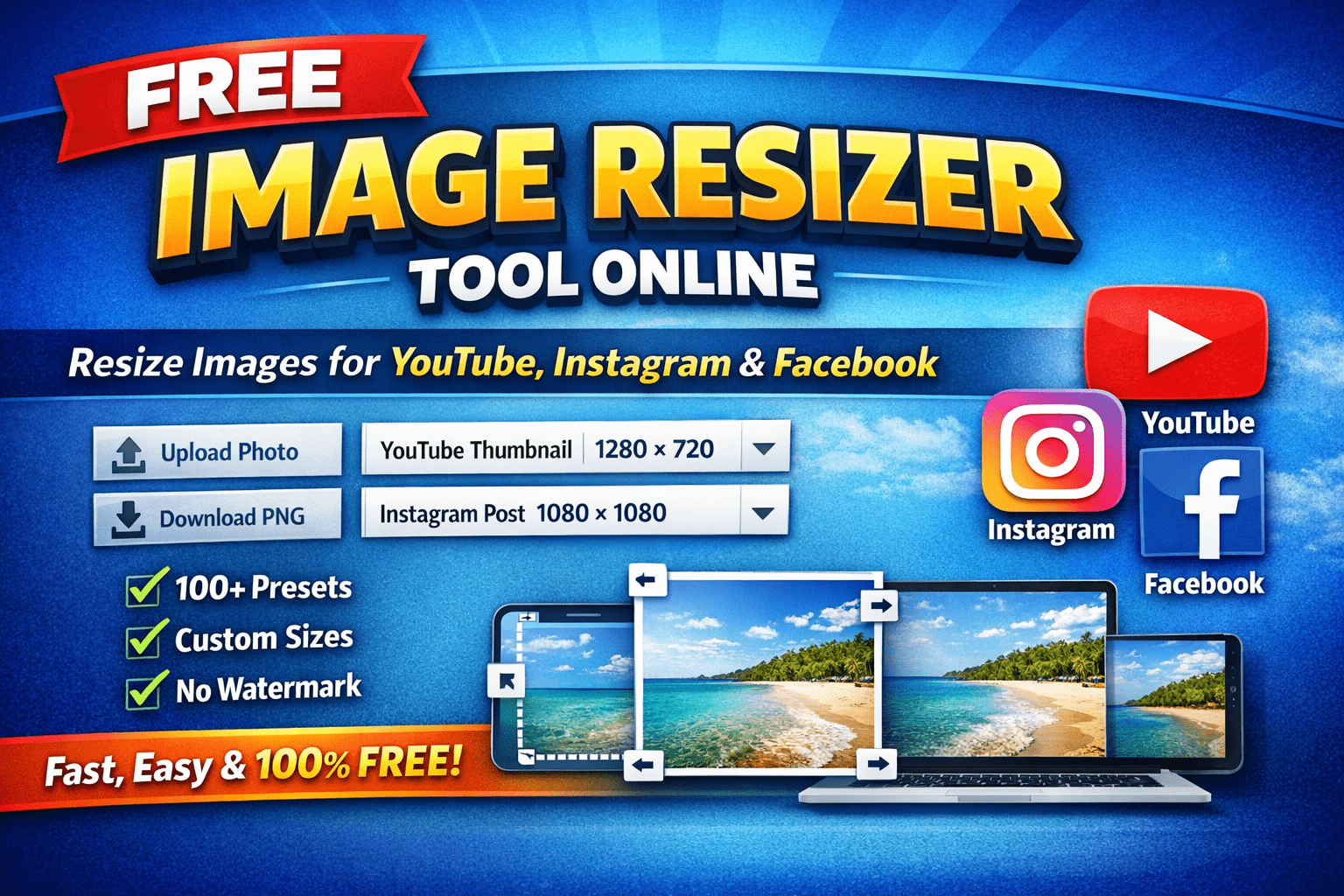 Free Image Resizer Tool and size checker Online – Resize Images for YouTube, Instagram & Facebook (2026)